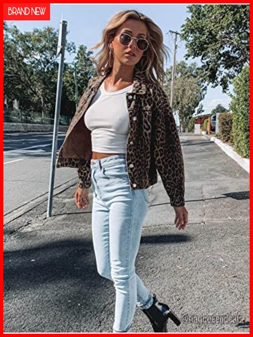 Leopard Print Retro Button-Up Bomber Jacket - Picture 3 of 5